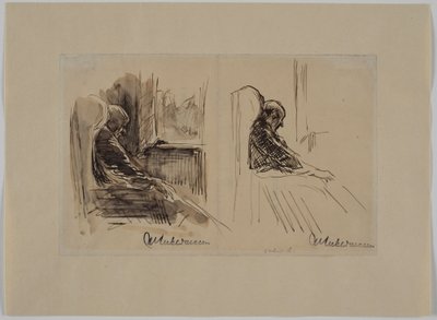 Dos retratos de su padre, Louis Liebermann, en un sillón reclinable de Max Liebermann