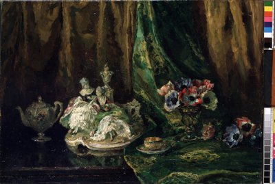 "Naturaleza muerta con porcelana y flores" (Nature morte a la porcelaine et aux fleurs) Pintura de Max Muller (1871-1938) (ec. todos) Óleo sobre lienzo. Museo de Bellas Artes Mikalojus Konstantinas Ciurlionis, Kaunas, Lituania de Max Müller
