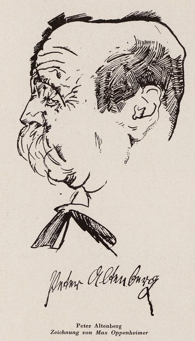 Peter Altenberg, escritor y poeta austriaco (litografía) de Max Oppenheimer
