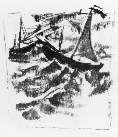 Barcos en la tormenta de Max Pechstein