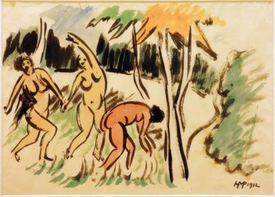 Tres mujeres al aire libre de Max Pechstein