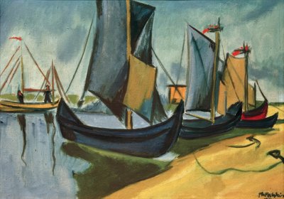 Barcos pesqueros en Nida de Max Pechstein