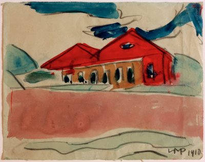 Casa en la playa (casa de baños) de Max Pechstein