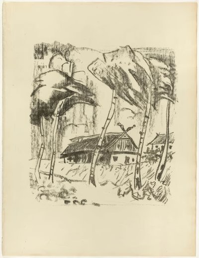 Granja detrás de los abedules, de La oda a Samland de Max Pechstein