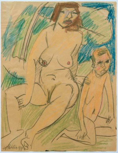Mujer desnuda con niño de Max Pechstein