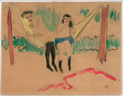 Sin título (Dos niñas en la hamaca) de Max Pechstein