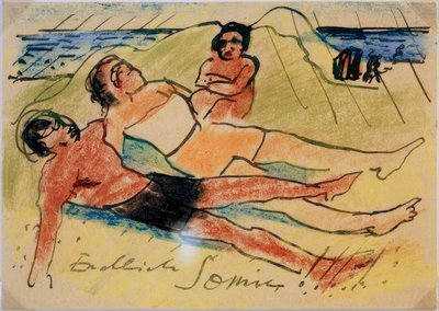 Tomando el sol en la playa de Max Pechstein