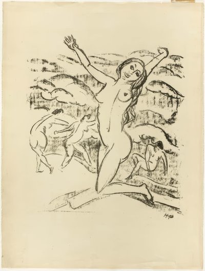 Mujer arrodillada, exultante, de La oda de Samland de Max Pechstein