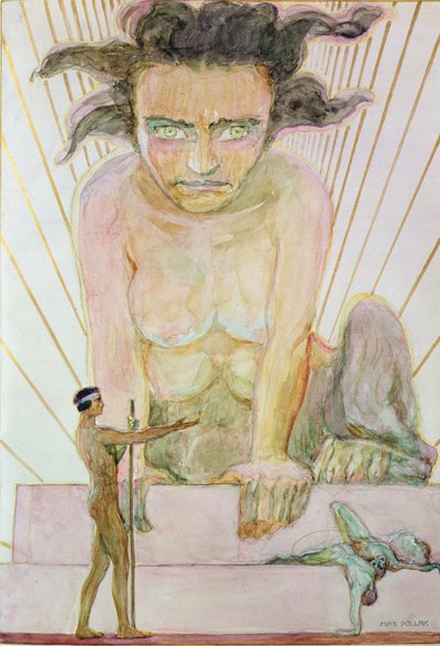 Edipo y la Esfinge (acuarela sobre papel) de Max Pollak