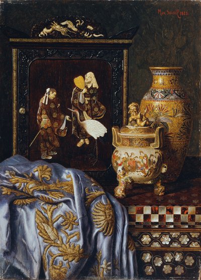 Bodegón con objetos de arte japonés de Max Schodl