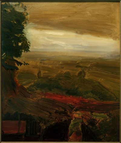 Pérgola roja con nubes de tormenta de Max Slevogt