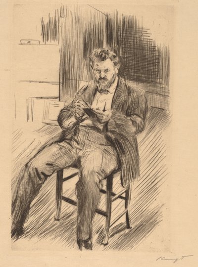 Autorretrato (dibujando en su estudio) de Max Slevogt