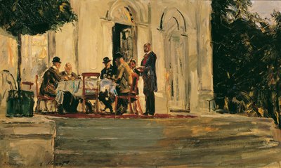 Cena en la terraza del Badenburg en el Parque del Palacio de Nymphenburg de Max Slevogt