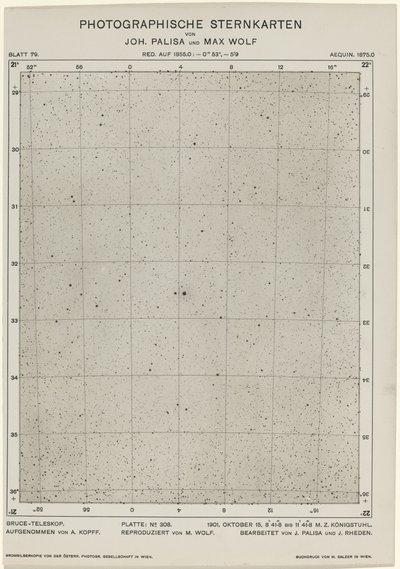 Cartas estelares fotográficas 15 de octubre de 1901, 654. Creadores: Max Wolf, Johann Palisa de Max Wolf, Johann Palisa