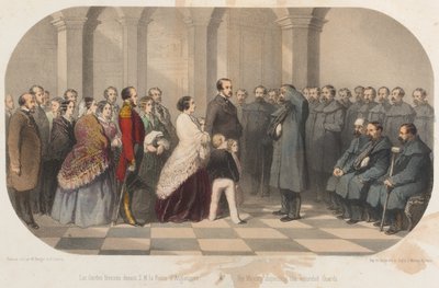 La Reina Victoria y el Príncipe Alberto se encuentran con veteranos de Crimea, c.1855 de Max and Simeon Beeger