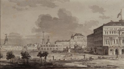 Kremlin de Moscú antes de la construcción del Gran Palacio del Kremlin, 1817 de Maxim Nikiphorovich Vorobyev
