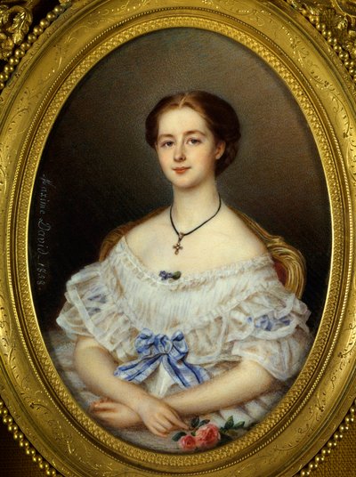 Retrato de mujer con cinta azul de Maxime David