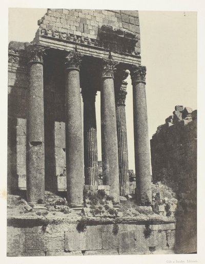 Baalbeck (Heliópolis), Templo de Júpiter, vista tomada desde el ángulo sureste; Siria de Maxime Du Camp