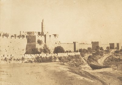 Château de David Daoud Kalessy y murallas de Jerusalén, agosto 1850 de Maxime Du Camp