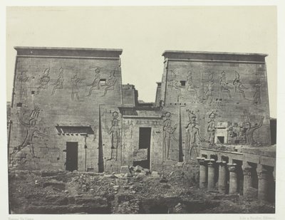 Drômos y Philônes, Gran Templo de Isis en Pilônes; Nubia, lámina 72 del álbum "Egypte, Nubie, Palestine et Syrie" (1852). de Maxime Du Camp
