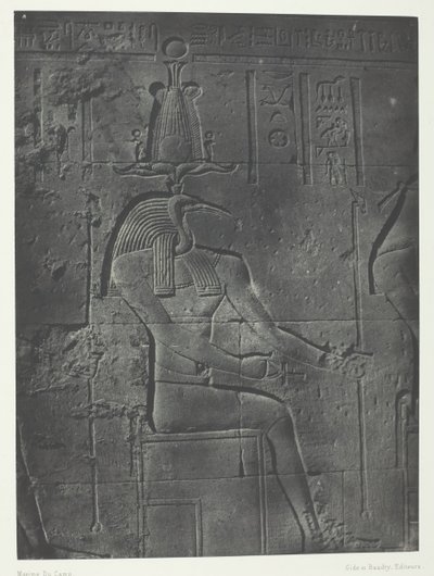 Gran Templo de Isis en Filé, Toth Ibiocéfalo, Nubia, 1849-1851, impreso en 1852 de Maxime Du Camp