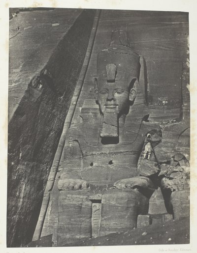 Ibsamboul, Colosse Oriental Du Grand Spéos De Phrè; Nubie, lámina 103 del álbum "Egypte, Nubie, Palestine et Syrie" (1852). de Maxime Du Camp
