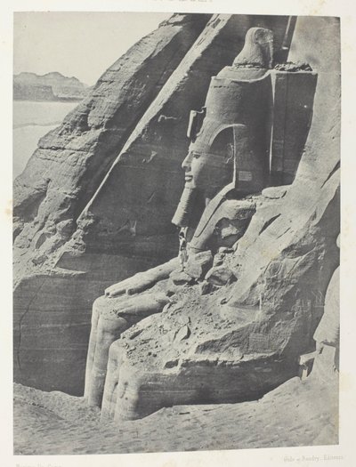 Ibsamboul, Colosse Oriental Du Spéos De Phrè, Vu De Profil; Nubie, lámina 104 del álbum "Egypte, Nubie, Palestine et Syrie" (1852). de Maxime Du Camp