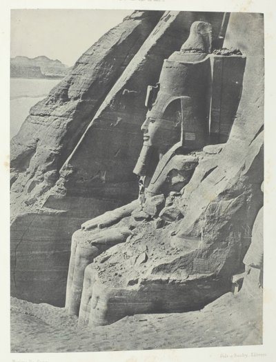 Ibsamboul, Coloso Oriental del Speos de Phrè, visto de perfil, Nubia, 1849-51, impreso 1852 de Maxime Du Camp
