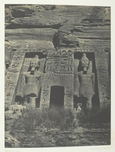 Ibsamboul, Entrada del Speos de Hathor, Nubia, 1849-51, impreso en 1852 de Maxime Du Camp