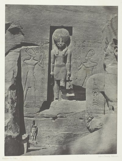 Ibsamboul, Esculturas de la entrada del Spéos de Phrè, Nubia, lámina 105 del álbum "Egypte, Nubie, Palestine et Syrie" (1852). de Maxime Du Camp