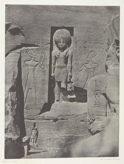 Ibsamboul, Esculturas de la entrada del Spéos de Phrè, Nubia, lámina 105 del álbum "Egypte, Nubie, Palestine et Syrie" (1852). de Maxime Du Camp