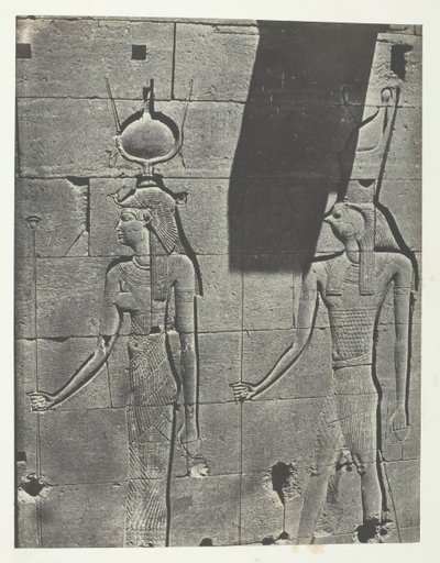 Kalabscheh, esculturas de la fachada posterior del templo, Nubia, 1849-51, impreso en 1852 de Maxime Du Camp