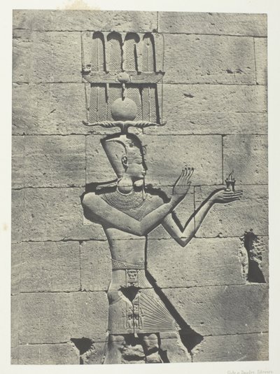 Kalabscheh, Sculptures De La Façade Postérieure Du Temple; Nubie, lámina 91 del álbum "Egypte, Nubie, Palestine et Syrie" (1852). de Maxime Du Camp