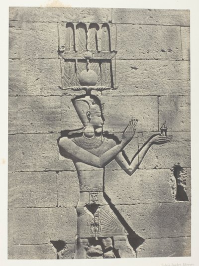 Kalabscheh, Sculptures De La Façade Postérieure Du Temple; Nubie, lámina 91 del álbum "Egypte, Nubie, Palestine et Syrie" (1852). de Maxime Du Camp