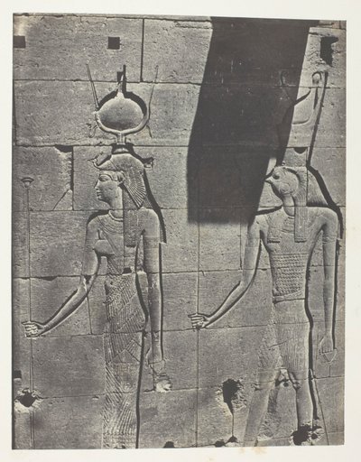 Kalabscheh, Sculptures De La Façade Postérieure Du Temple; Nubie, lámina 92 del álbum "Egypte, Nubie, Palestine et Syrie" (1852). de Maxime Du Camp