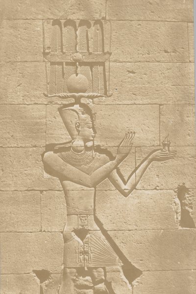 Kalabscheh, escultura de la fachada posterior del templo, 1849-51 de Maxime Du Camp