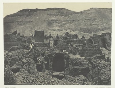 Médinet-Habou, Ruinas de la Ciudad de Papa, Tebas, 1849-51, impreso en 1852 de Maxime Du Camp