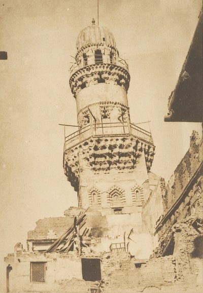 Minarete inclinado de la Mezquita de Bibars, en El Cairo, diciembre 1849-enero 1850 de Maxime Du Camp