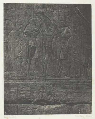 Palais de Karnak, esculturas exteriores del santuario de granito, Tebas, 1849-51, impreso 1852 de Maxime Du Camp