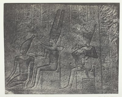 Palacio de Karnak, esculturas exteriores del santuario de granito, Tebas, 184951, impreso en 1852 de Maxime Du Camp