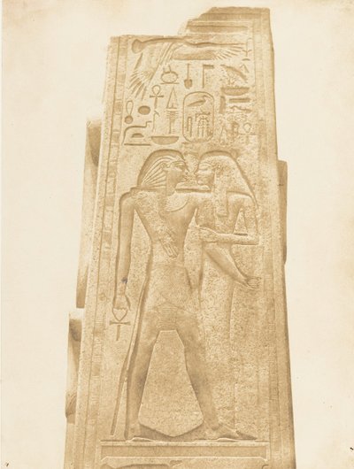 Pilar del Santuario de granito del Palacio de Karnak, Bajo relieve representando al Faraón de Maxime Du Camp