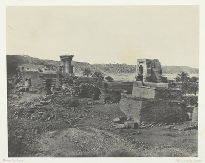 Pueblo y Templo de la Isla de Béghé, al oeste de Filé, Nubia, 1849-51, impreso 1852 de Maxime Du Camp