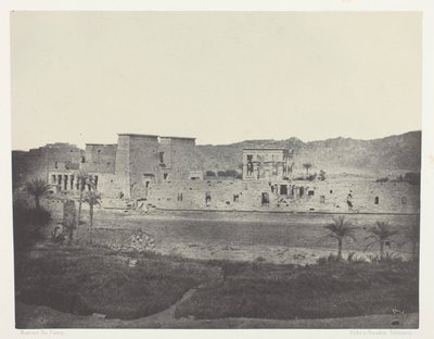 Vista tomada desde la isla de Beghé, Oeste, Philoe; Nubia, lámina 68 del álbum "Egypte, Nubie, Palestine et Syrie" (1852) de Maxime Du Camp