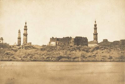 Vista de Girgeh y la costa arrasada por la inundación del Nilo, 1849-50 de Maxime Du Camp