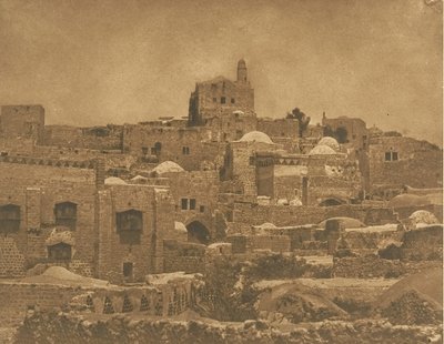 Vista de la Mezquita de El-Melouyeh y un barrio de Jerusalén, agosto de 1850 de Maxime Du Camp