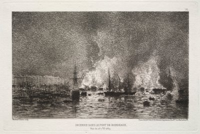 Conflagración en el puerto de Burdeos, 1869 de Maxime Lalanne