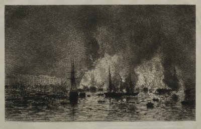 Incendio en el Puerto de Burdeos de Maxime Lalanne