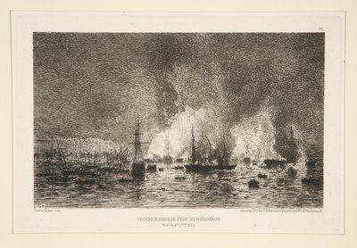 Incendio en el Puerto de Burdeos (Incendio en el Puerto de Burdeos) de Maxime Lalanne