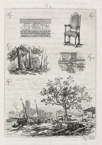 Tratado de la grabado al agua fuerte: Placa 4, 1866 de Maxime Lalanne