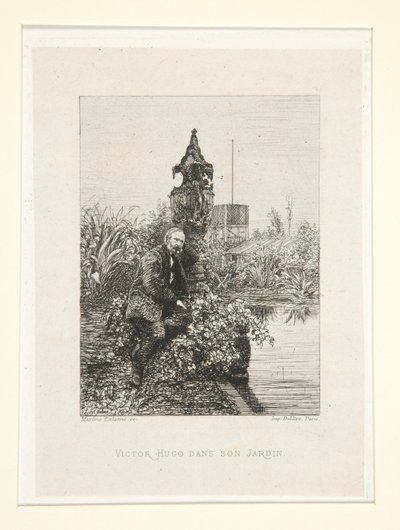 Victor Hugo dans son jardin (Victor Hugo en su jardín), pl. 12 de la suite Chez Victor Hugo (Victor Hugo de Maxime Lalanne